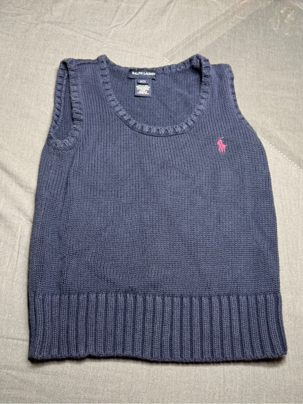 Ralph Lauren Navy Cotton Knit Vest